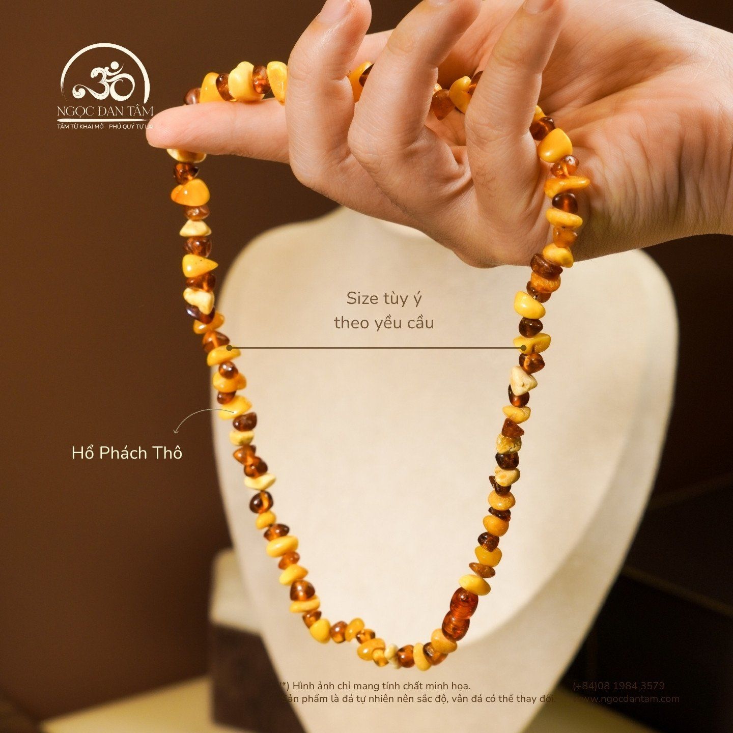  Vòng Cổ Hổ Phách Thô Mix 15gram 