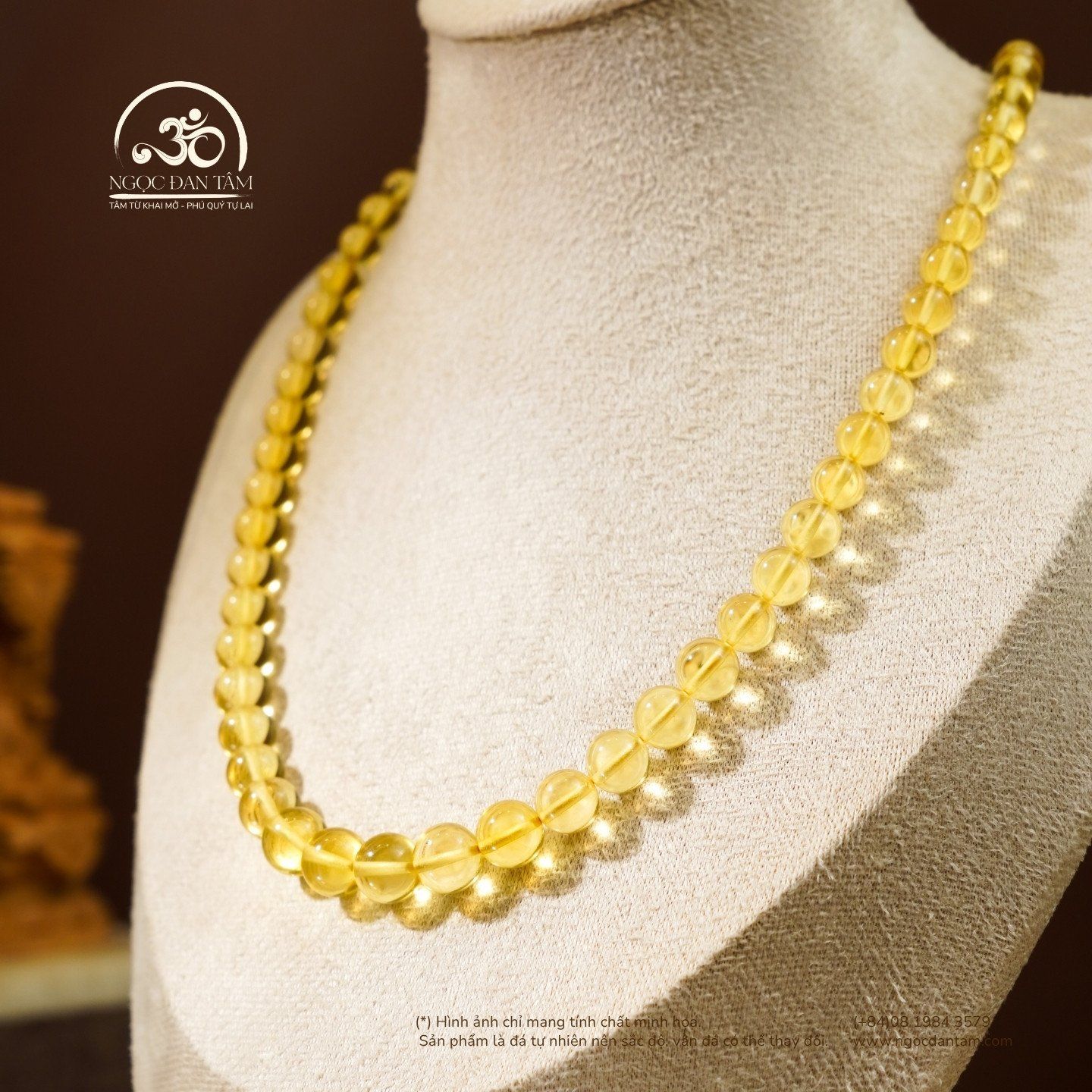  Vòng Cổ Hổ Phách Vàng Trong 16gram 