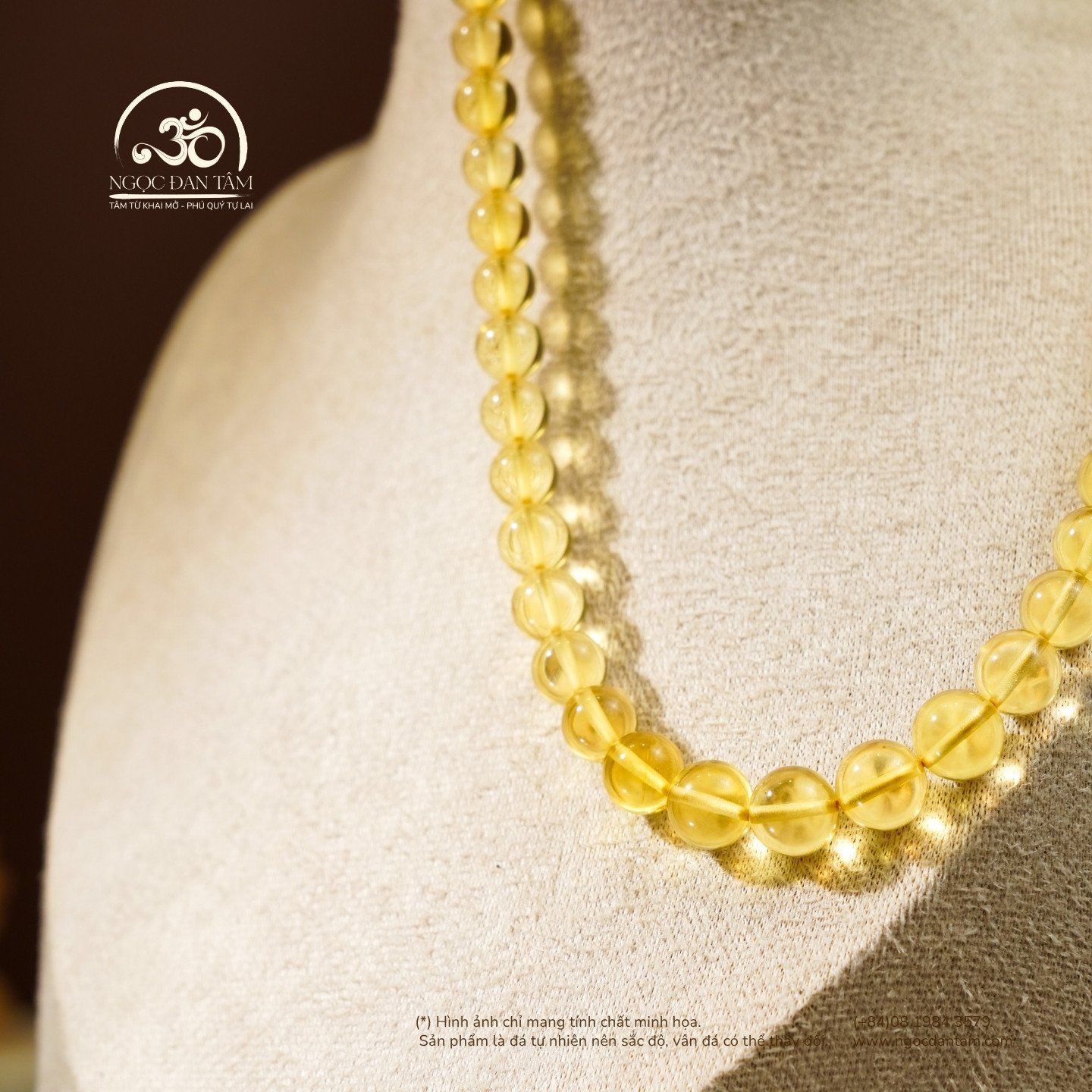  Vòng Cổ Hổ Phách Vàng Trong 16gram 