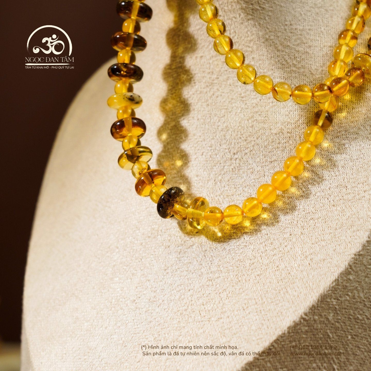  Vòng Cổ Hổ Phách Vàng Trong Đồng Điếu 28gram 