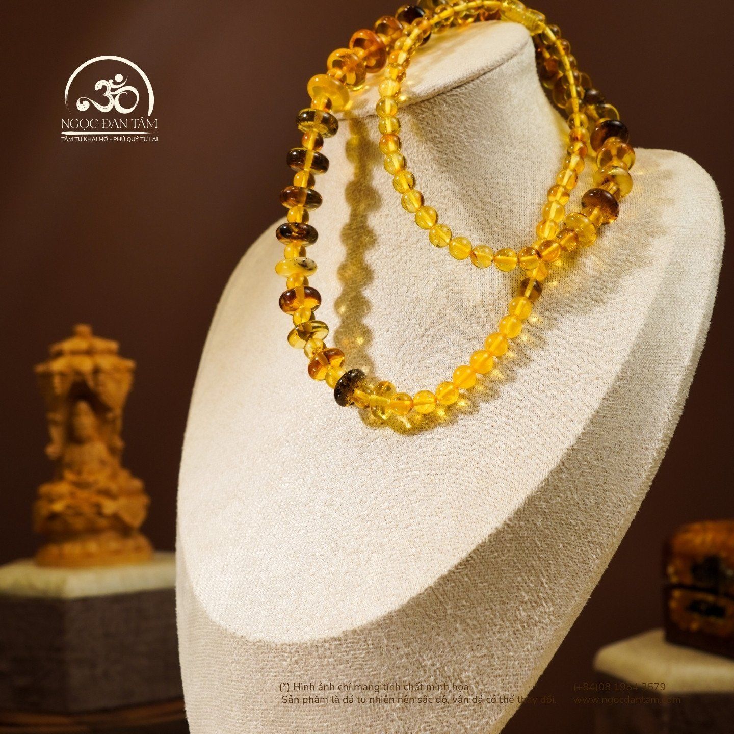  Vòng Cổ Hổ Phách Vàng Trong Đồng Điếu 28gram 