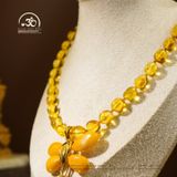  Vòng Cổ Hổ Phách Vàng Trong Phối Cài Áo Chuồn Chuồn 29gram 