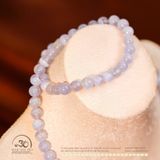  Vòng Cổ Đá Mã Não Xanh Lace 8mm 4A Phối Charm Hoa Sen Om Mani Padme Hum 