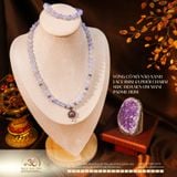  Vòng Cổ Đá Mã Não Xanh Lace 8mm 4A Phối Charm Hoa Sen Om Mani Padme Hum 