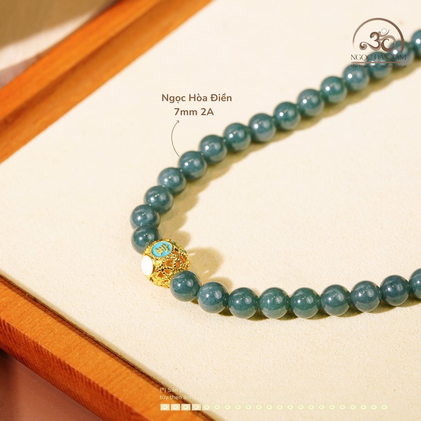  Vòng Cổ Ngọc Hòa Điền 7mm 2A Phối Charm May Mắn 