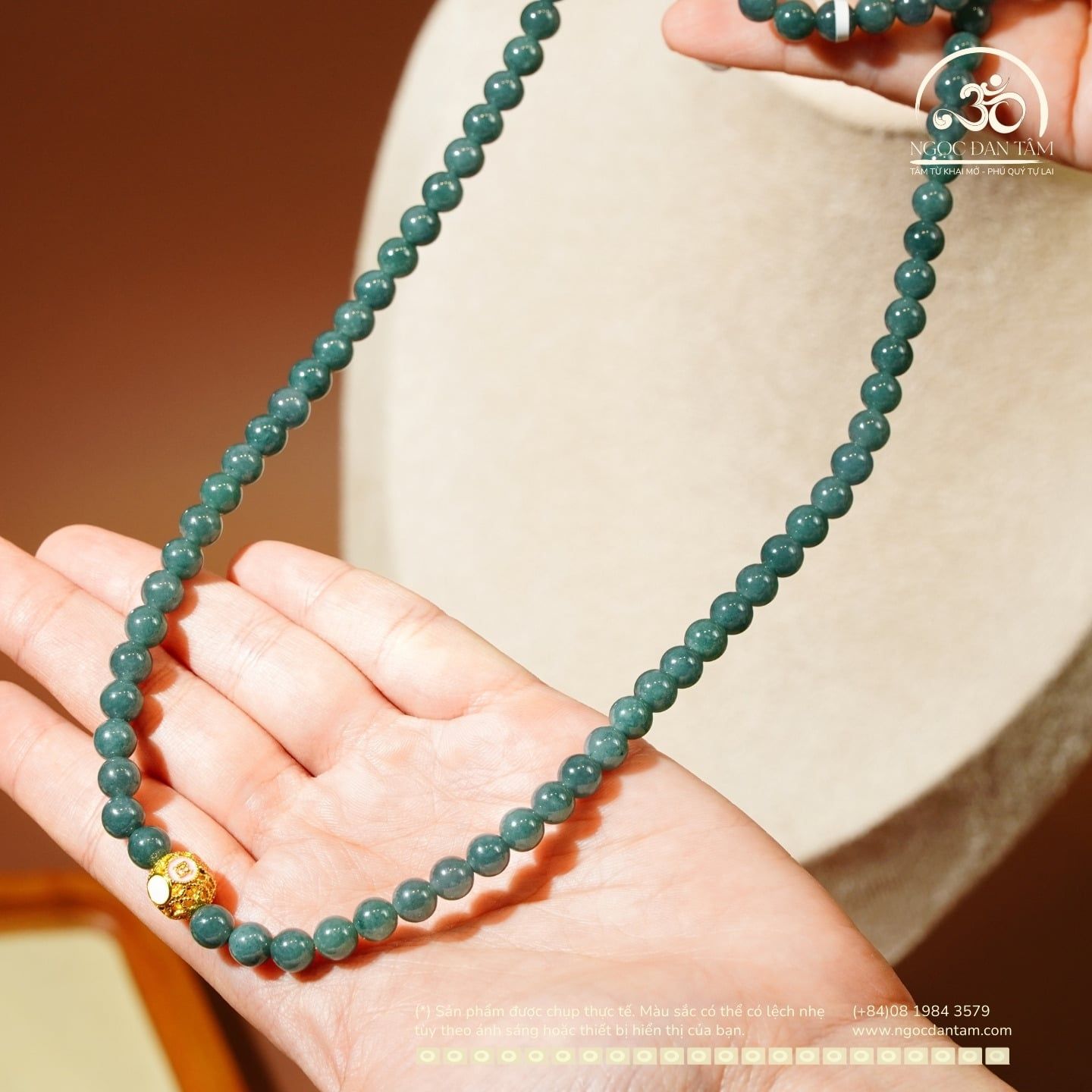  Vòng Cổ Ngọc Hòa Điền 7mm 2A Phối Charm May Mắn 