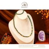  Vòng Cổ Ngọc Hòa Điền 7mm 2A Phối Charm Trụ Đài Chữ Om 