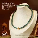  Vòng Cổ Ngọc Hòa Điền 7mm 2A Phối Charm May Mắn 