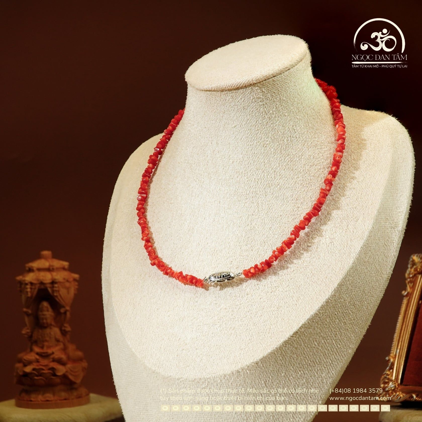  Vòng Cổ San Hô Nhật Nhỏ Khóa Dẹp 