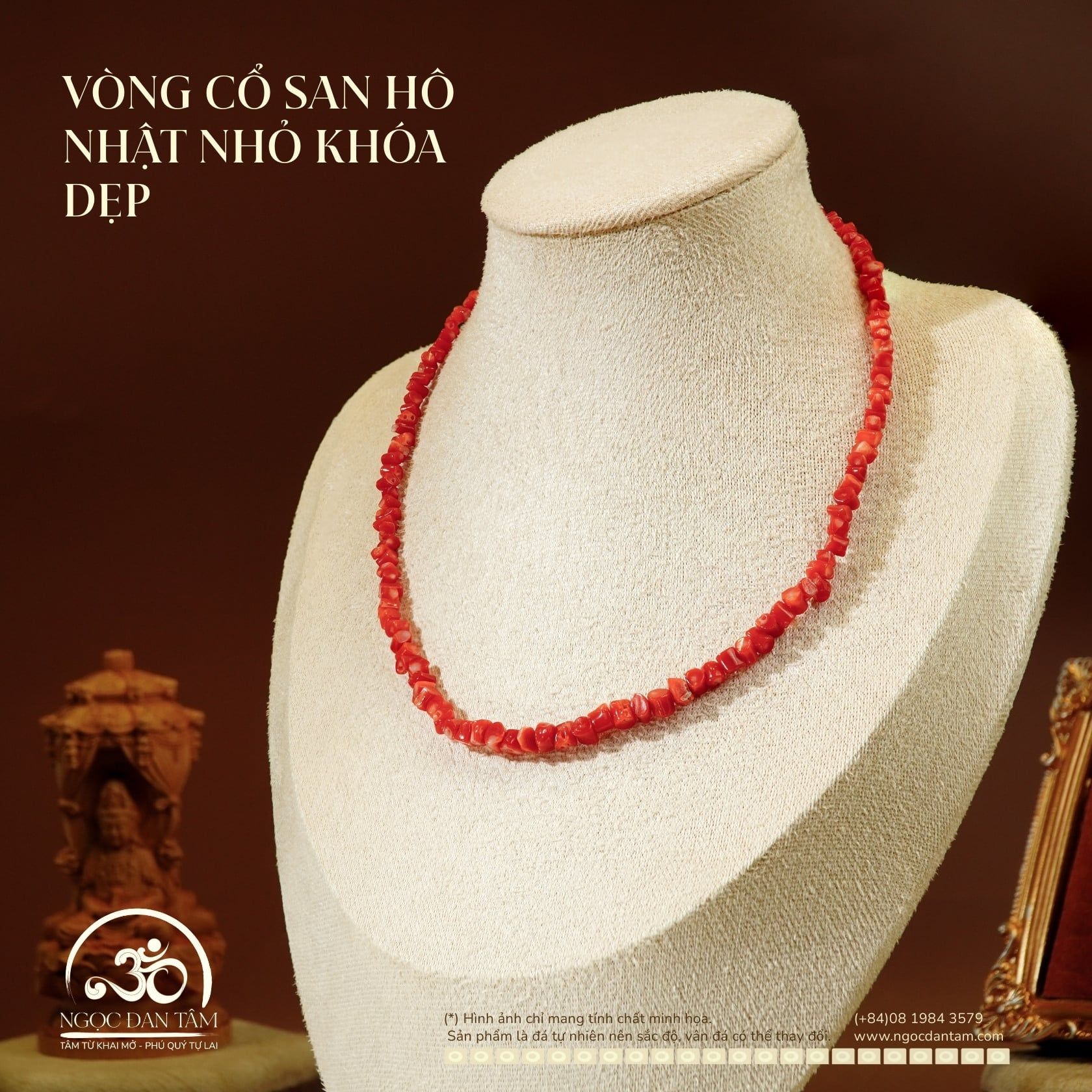  Vòng Cổ San Hô Nhật Nhỏ Khóa Tròn 