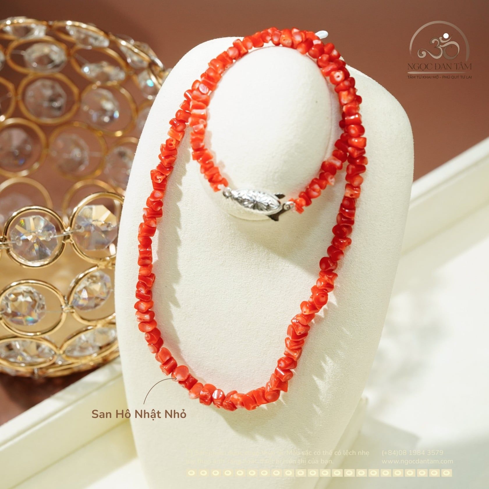  Vòng Cổ San Hô Nhật Nhỏ Khóa Dẹp 