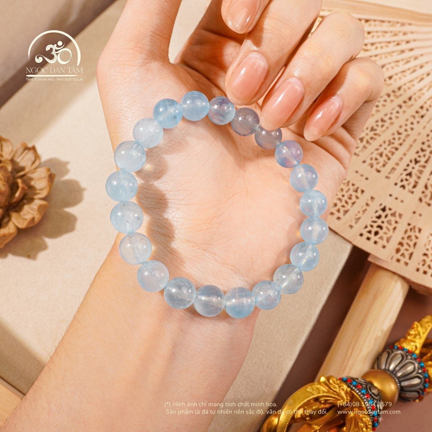  Vòng Tay Aquamarine 8-9mm 4A 