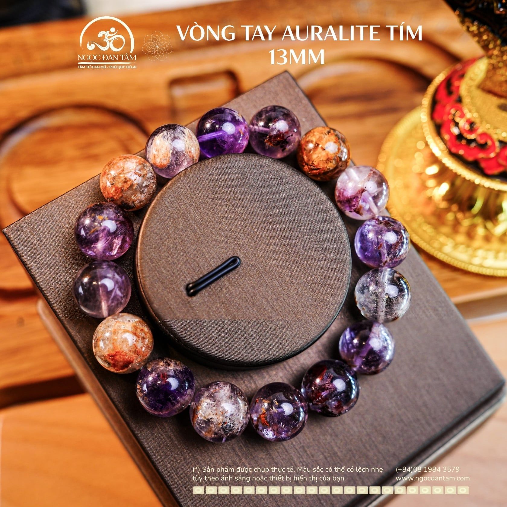  Vòng Tay Auralite Tím 13mm 