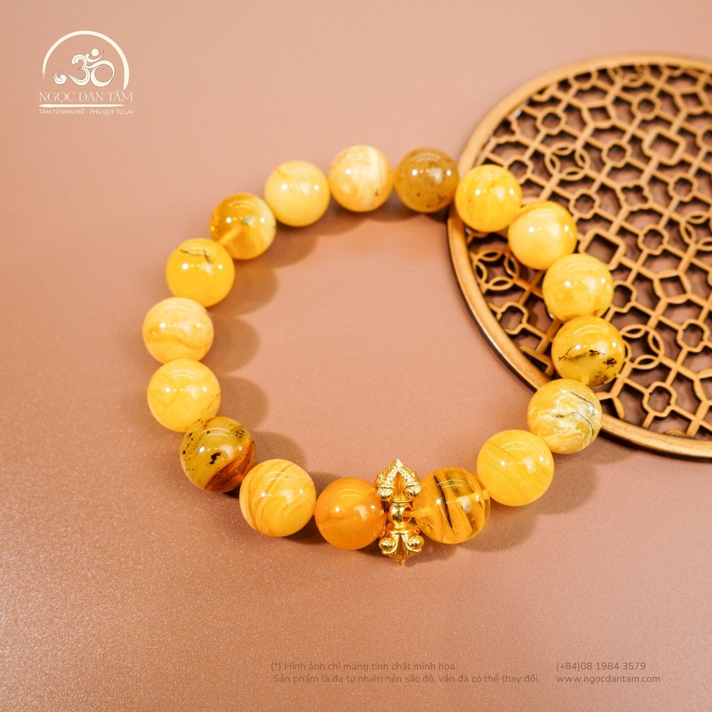  Vòng Tay Bạch Phách Phối Charm Chùy Kim Cang 22gram 