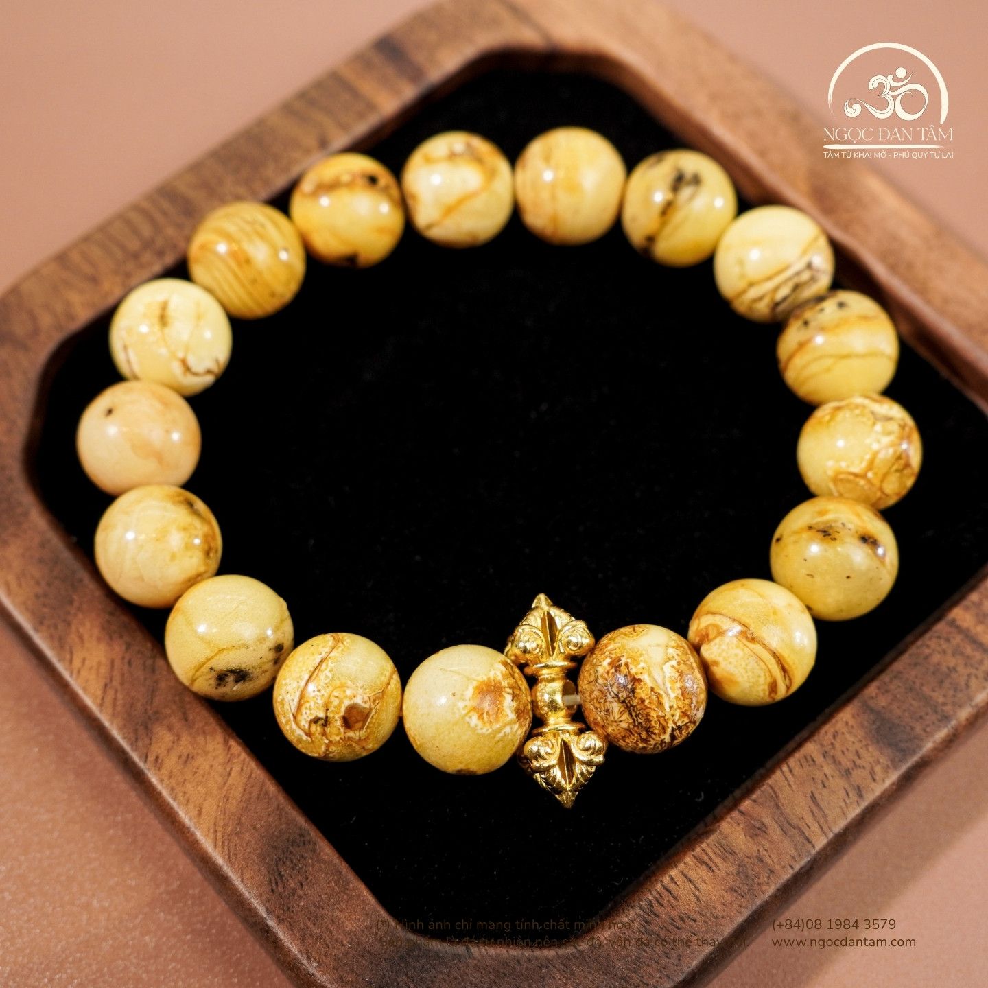  Vòng Tay Bạch Phách Rêu Phối Charm Chùy Kim Cang 16gram 