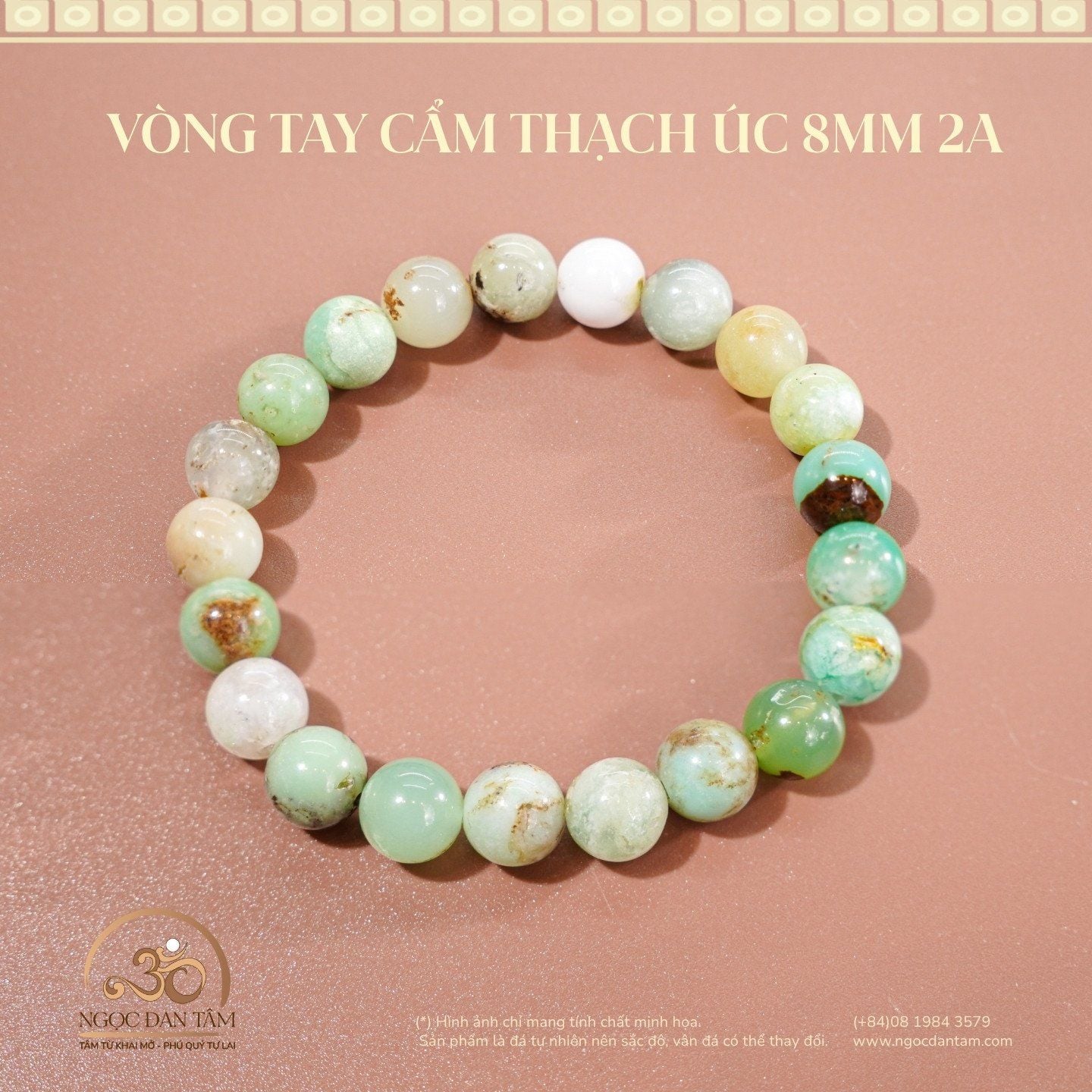  Vòng Tay Cẩm Thạch Úc 8mm 2A 