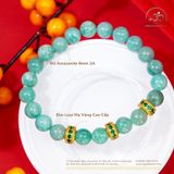  Vòng Tay Amazonite 8mm 2A Phối Charm Tròn Đính Đá Xanh 