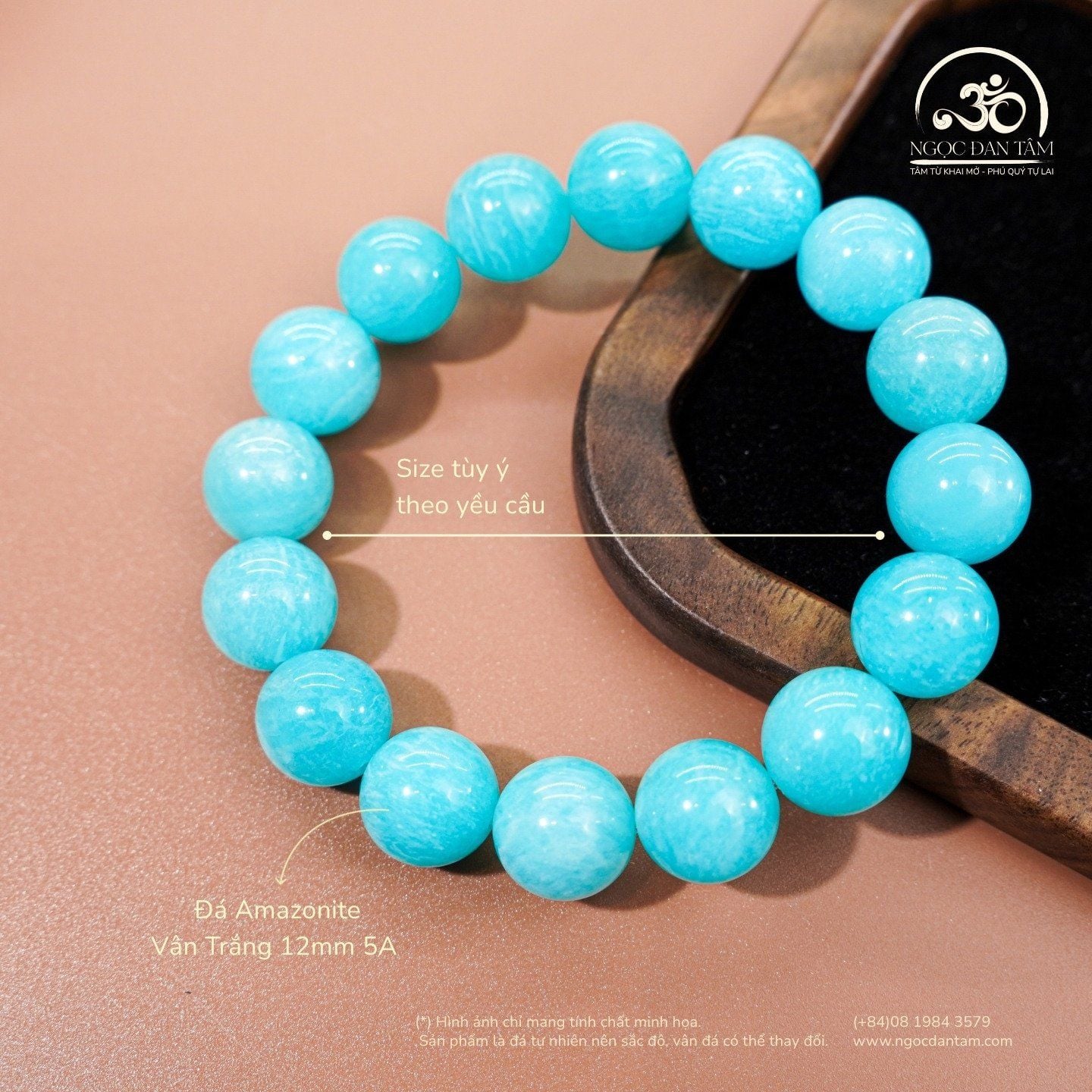  Vòng Tay Amazonite Vân Trắng 12mm 5A 