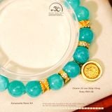  Vòng Tay Amazonite 9mm 5A Phối Charm Mặt Dây Chuyền 12 Con Giáp Vòng Xoay Đính Đá 