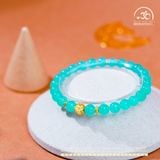  Vòng Tay Đá Aquamarine 6mm 5A Phối Charm Hoa Mai 