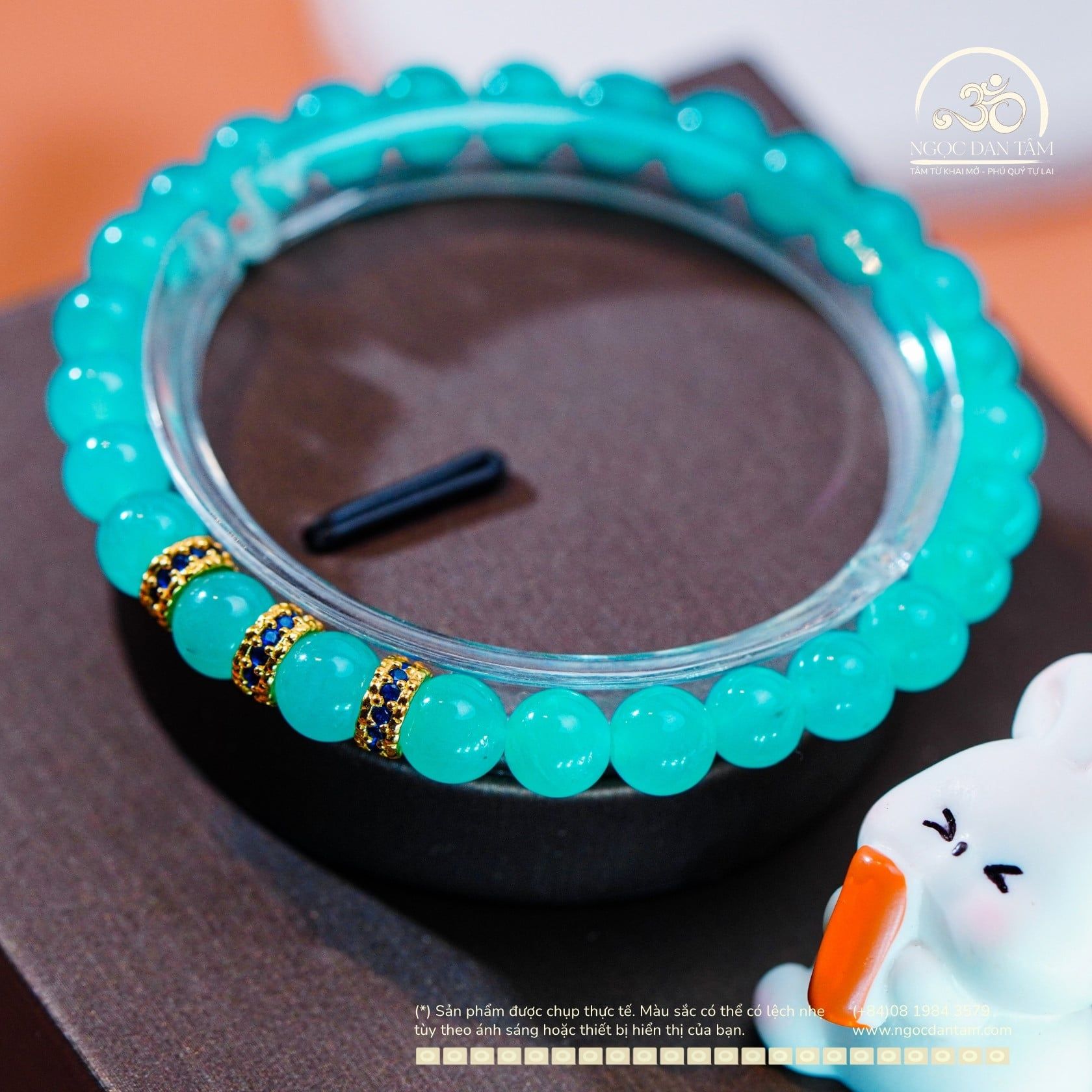  Vòng Tay Đá Amazonite 6mm 5A Phối Charm Vảy Rồng Đá Xanh 