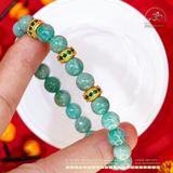  Vòng Tay Amazonite 8mm 2A Phối Charm Tròn Đính Đá Xanh 