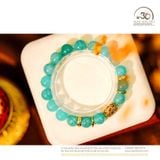 Vòng Tay Amazonite 10mm 5A Phối Charm Tam Thánh Pháp Luân 