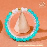  Vòng Tay Đá Amazonite 6mm 5A & Mặt Trăng 6mm 3A Phối Charm Trụ Hoa 5 Cánh 