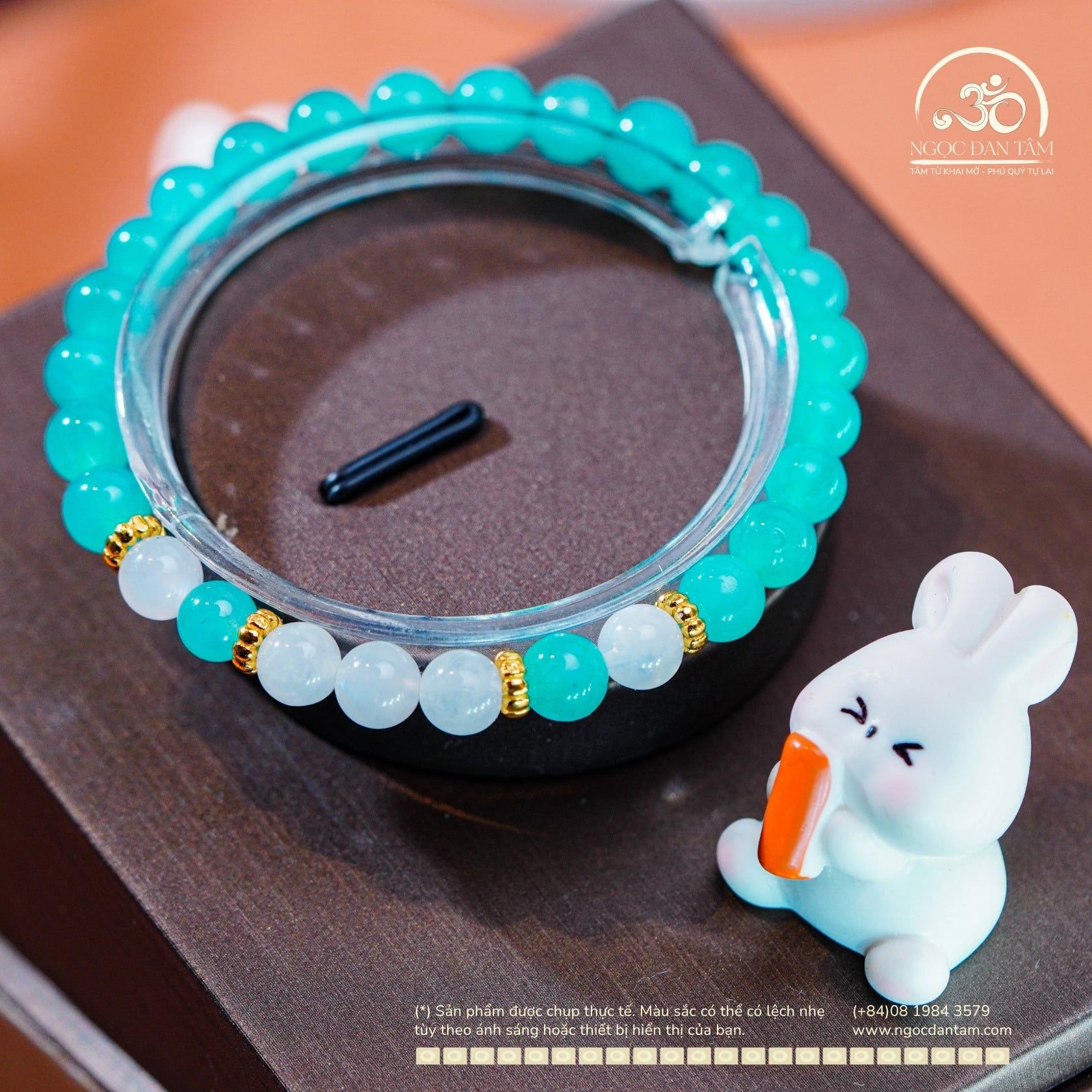  Vòng Tay Đá Amazonite 6mm 5A Phối Mặt Trăng 6mm 3A 