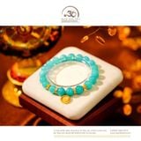  Vòng Tay Amazonite 9mm 5A Phối Charm Mặt Dây Chuyền 12 Con Giáp Vòng Xoay Đính Đá 