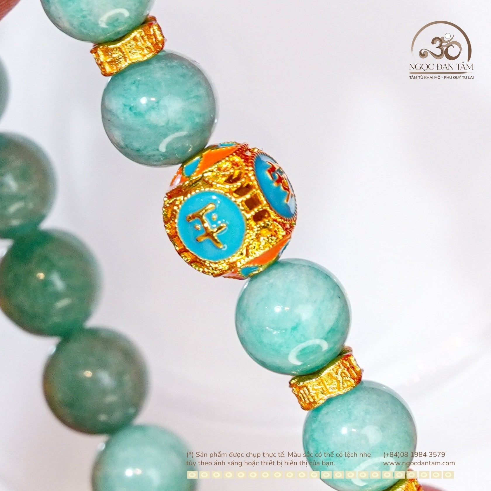  Vòng Tay Amazonite 8mm 2A Phối Charm Bình An 