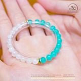  Vòng Tay Đá Amazonite 6mm 5A & Mặt Trăng 6mm 3A Phối Charm Vảy Rồng Đá Xanh 