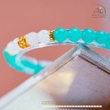  Vòng Tay Đá Amazonite 6mm 5A & Mặt Trăng 6mm 3A Phối Charm Trụ Hoa 5 Cánh 