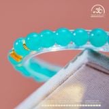  Vòng Tay Đá Aquamarine 6mm 5A Phối Charm Hoa Mai 