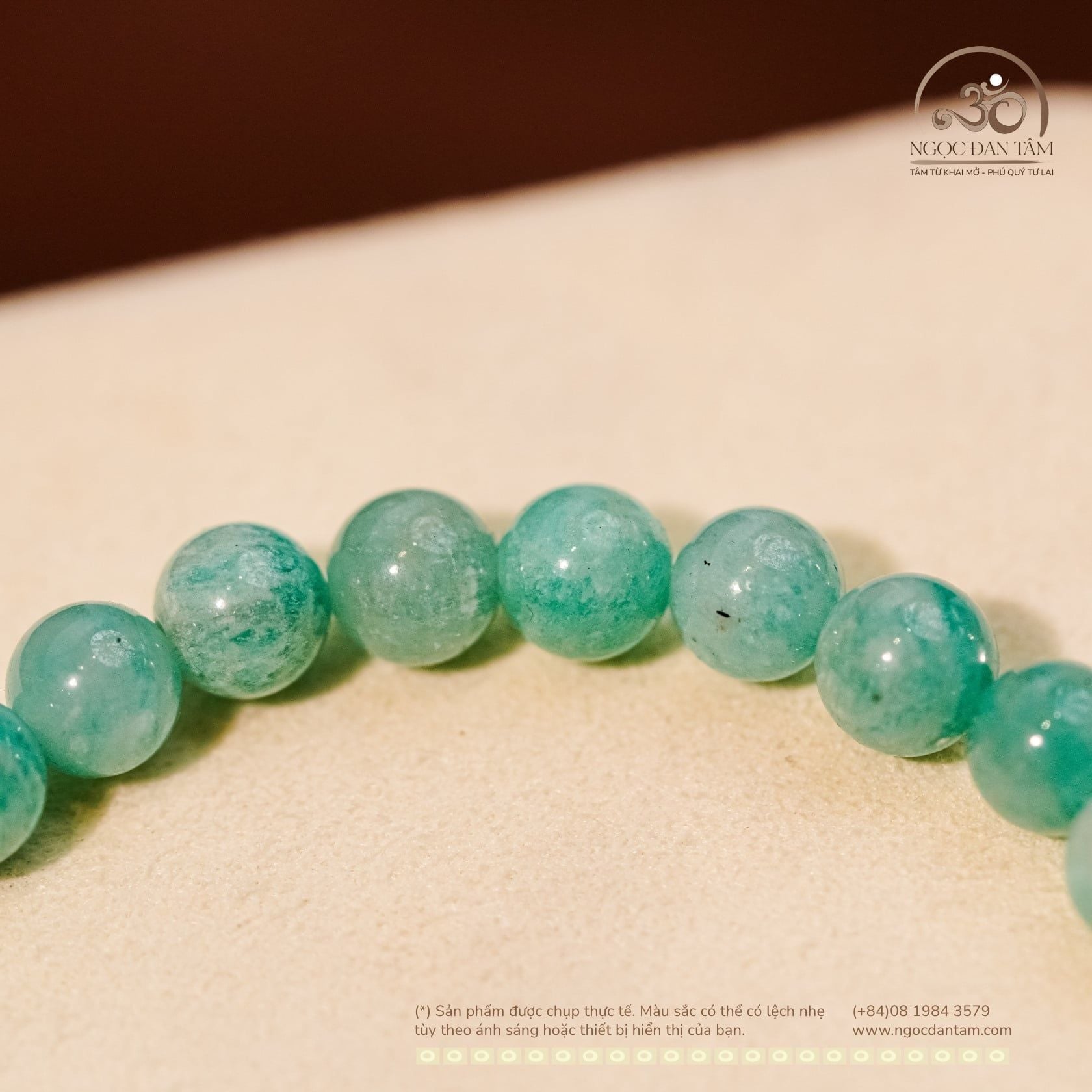  Vòng Tay Amazonite 6mm 2A Phối Charm 2 Đầu Sen 