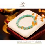  Vòng Tay Amazonite 6mm 2A Phối Charm Hoa Vuông 