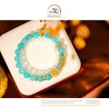 Vòng Tay Amazonite 9mm 5A Phối Charm Bánh Xe Pháp Luân Bạc 925 Mạ Vàng Cao Cấp 