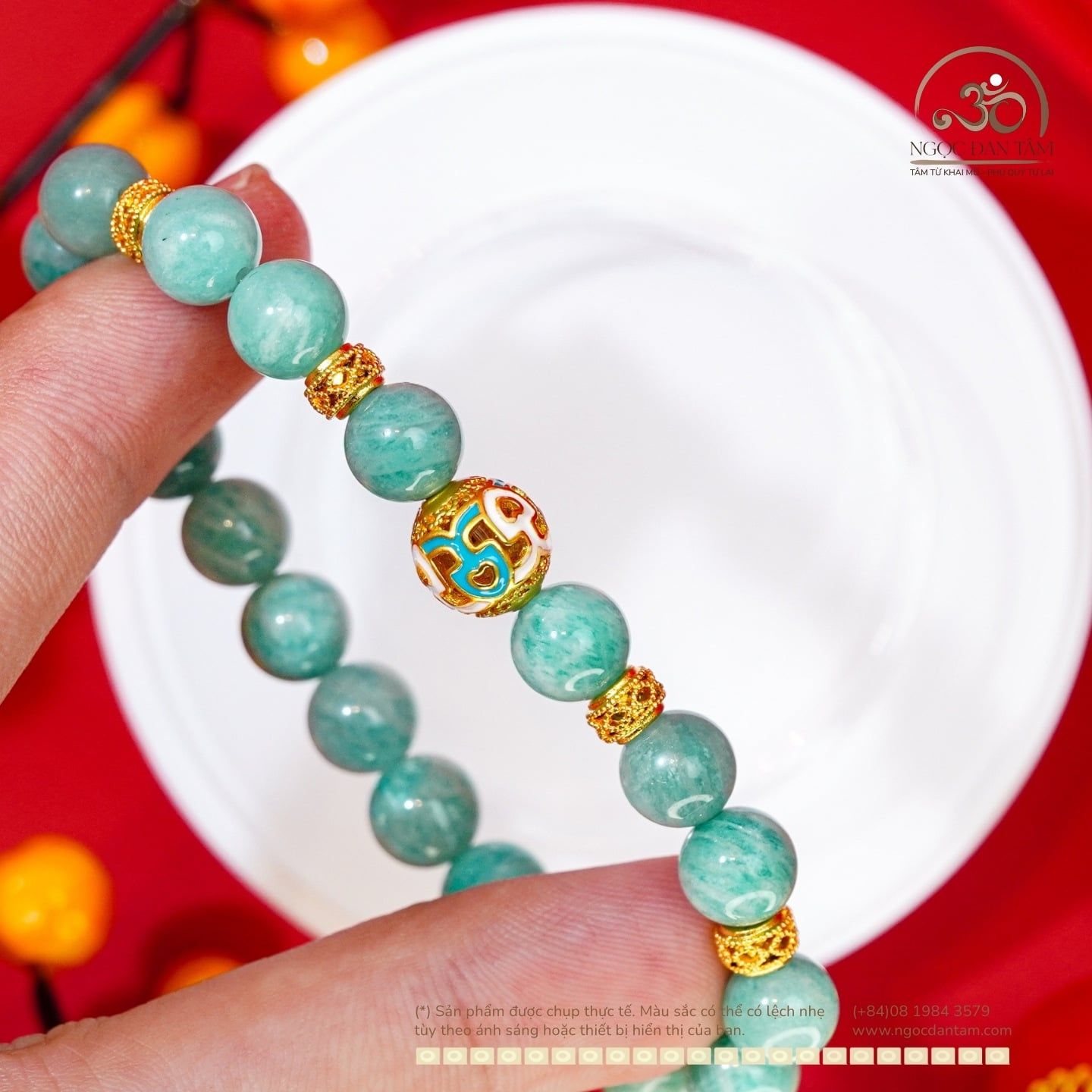  Vòng Tay Amazonite 8mm 2A Phối Charm Kho Báu 