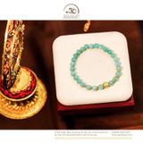  Vòng Tay Amazonite 6mm 2A Phối Charm Hoa Vuông 