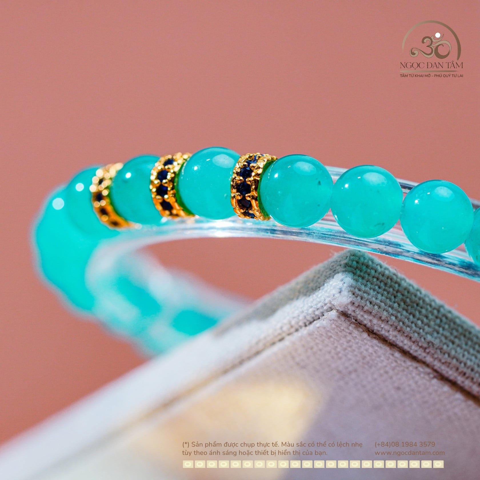  Vòng Tay Đá Amazonite 6mm 5A Phối Charm Vảy Rồng Đá Xanh 