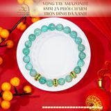  Vòng Tay Amazonite 8mm 2A Phối Charm Tròn Đính Đá Xanh 