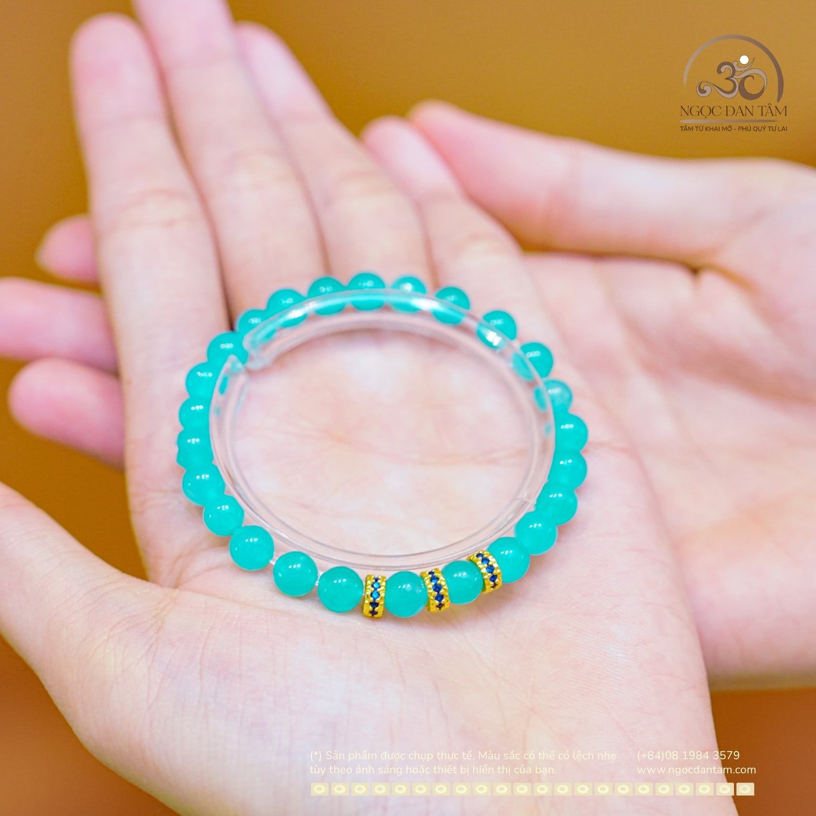  Vòng Tay Đá Amazonite 6mm 5A Phối Charm Vảy Rồng Đá Xanh 