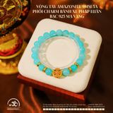  Vòng Tay Amazonite 9mm 5A Phối Charm Bánh Xe Pháp Luân Bạc 925 Mạ Vàng Cao Cấp 