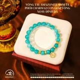  Vòng Tay Amazonite 9mm 5A Phối Charm Mặt Dây Chuyền 12 Con Giáp Vòng Xoay Đính Đá 