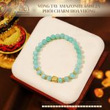  Vòng Tay Amazonite 6mm 2A Phối Charm Hoa Vuông 