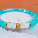  Vòng Tay Đá Amazonite 6mm 5A & Mặt Trăng 6mm 3A Phối Charm Trụ Hoa 5 Cánh 