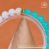  Vòng Tay Đá Amazonite 6mm 5A & Mặt Trăng 6mm 3A Phối Charm Vảy Rồng Đá Xanh 
