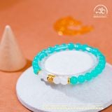  Vòng Tay Đá Amazonite 6mm 5A & Mặt Trăng 6mm 3A Phối Charm Trụ Hoa 5 Cánh 