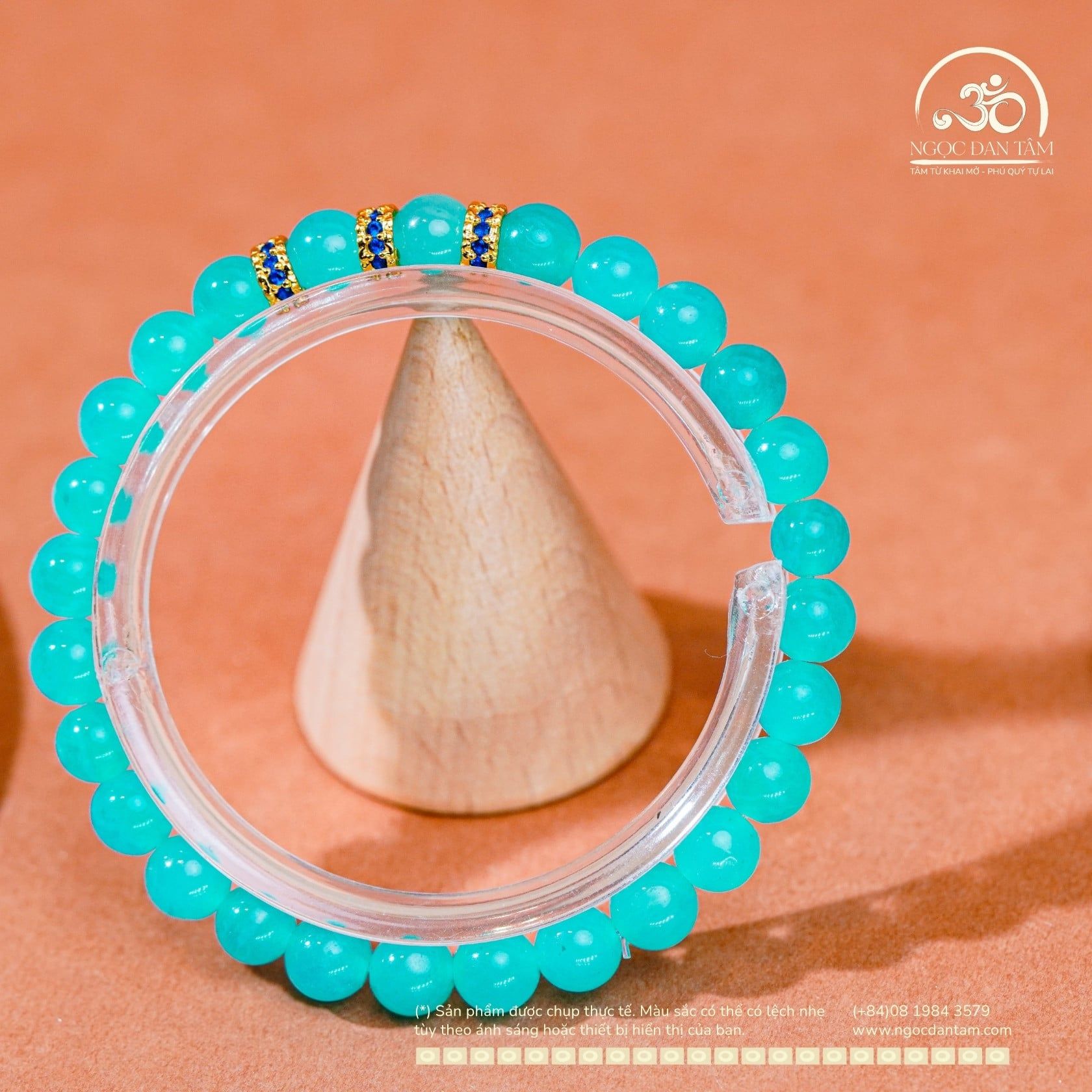  Vòng Tay Đá Amazonite 6mm 5A Phối Charm Vảy Rồng Đá Xanh 
