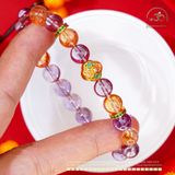  Vòng Tay Ametrine 8mm 2A Phối Charm Bướm Ren Đính Ngọc Trai 